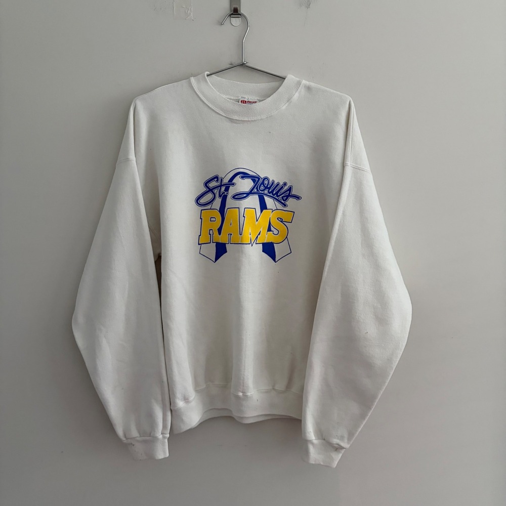 Vintage Hanes St Louis Rams Sweatshirt White Mens XXL Made in USA